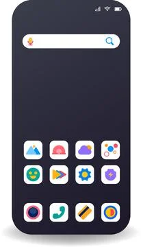 Mobile User Interface Template With Search Bar And Colorful App Icons Stock-Illustration