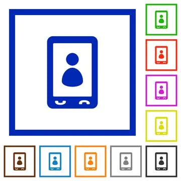 Mobile user profile flat framed icons Illustrazione stock