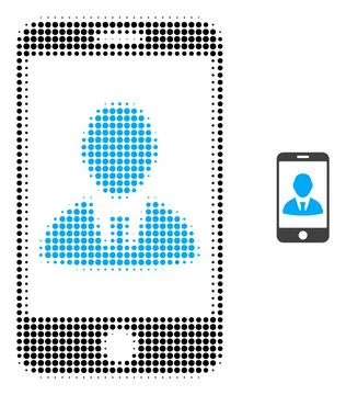 Mobile User Profile Halftone Dot Icon 스톡 일러스트