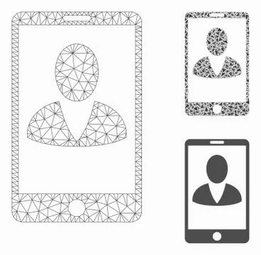 Mobile User Profile Vector Mesh Network Model and Triangle Mosaic Icon Stock Illustration