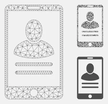 Mobile User Properties Vector Mesh Carcass Model and Triangle Mosaic Icon 스톡 일러스트