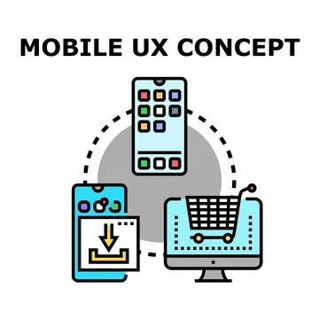 Mobile ux concept connecting different devices for user experience Stock Illustration