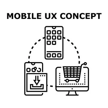 Mobile ux concept connecting different devices for user experience Stock Illustration