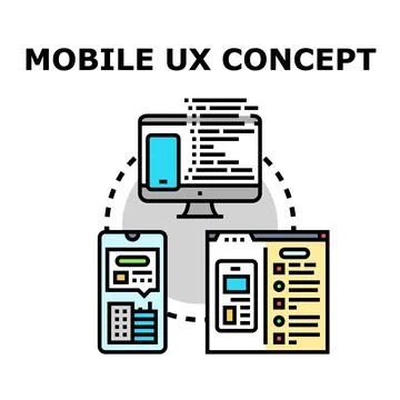 Mobile ux concept developing responsive application design Stock Illustration