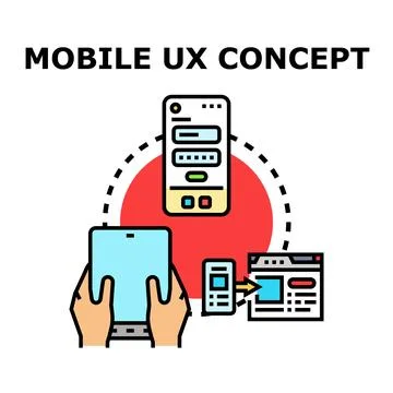 Mobile ux concept showing digital interface flow Stock Illustration