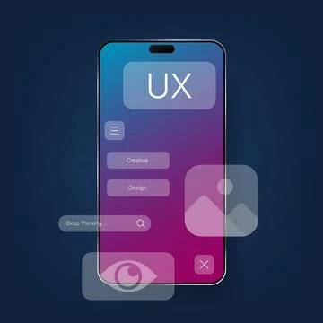 Mobile UX interface design with modern gradient smartphone layout Illustrazione stock