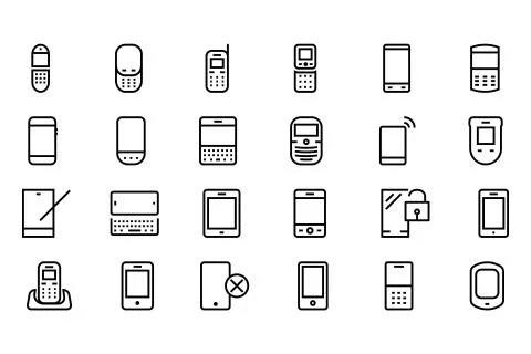 Mobile Vector Line Icons Illustrazione stock