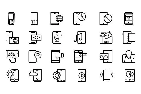 Mobile Vector Line Icons Pack Illustrazione stock