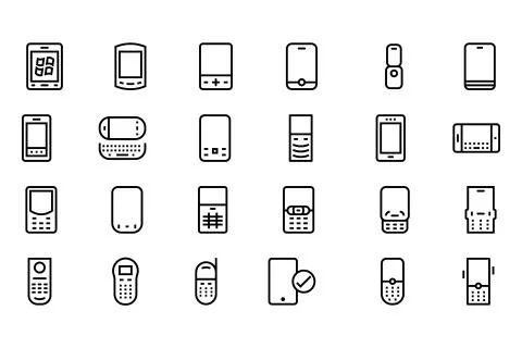 Mobile Vector Line Icons Set Stock Illustration
