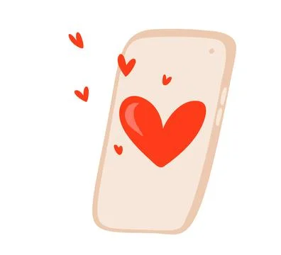 Mobile vector phone displaying a large red heart icon, symbolizing valentine Stock Illustration
