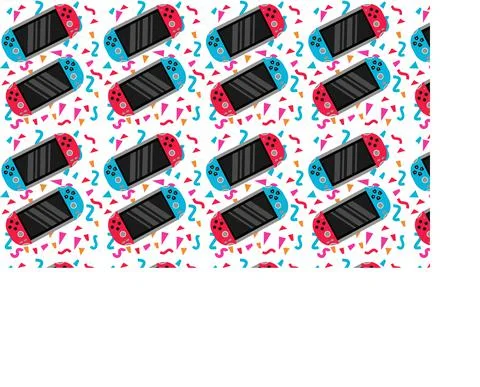 Mobile video console. Portable, creative video game console. Seamless pattern Stock Illustration