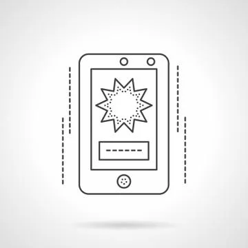 Mobile video flat line vector icon Stock Illustration