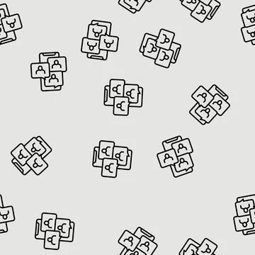 Mobile video group call line seamless pattern Stockillustratie