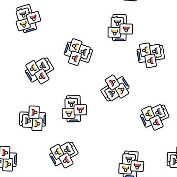 Mobile video group call vector seamless pattern イラスト素材