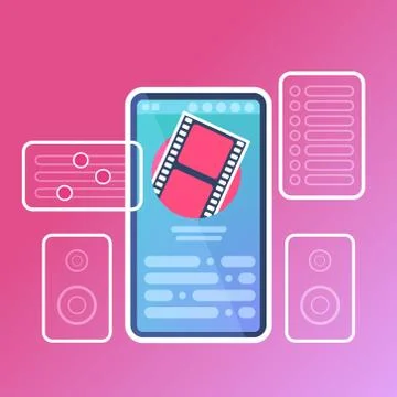 Mobile video player application interface digital media online concept for Stock Illustration