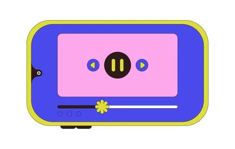 Mobile video player interface 2D cartoon object Stock Illustration