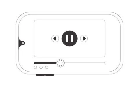 Mobile video player interface 2D line object Stock Illustration