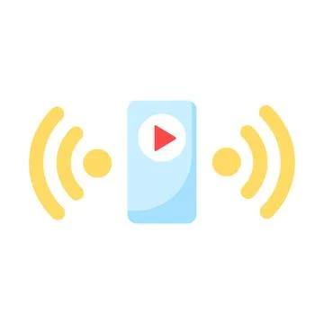 Mobile video player media stream broadcast flat vector icon Stock Illustration