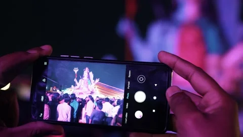 Mobile View of a Shiva Parvati Statue During a Spiritual Function Stock Footage 132482405