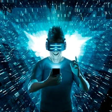 Mobile virtual reality user Illustrazione stock