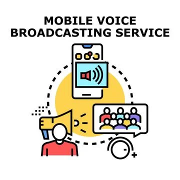 Mobile voice broadcasting service communication people concept Stock Illustration