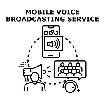 Mobile voice broadcasting service communication people concept Stock Illustration