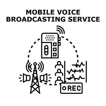 Mobile voice broadcasting service concept illustration Stock Illustration