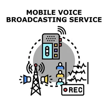 Mobile voice broadcasting service concept illustration Stock Illustration