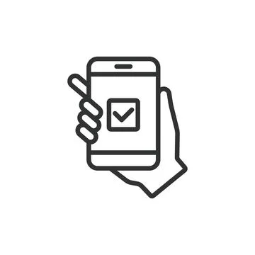 Mobile voting, icon in line design. Mobile voting, online, digital ballot Illustrazione stock