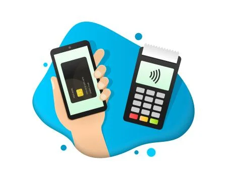 Mobile wallet and payment method with phone and terminal Stock Illustration