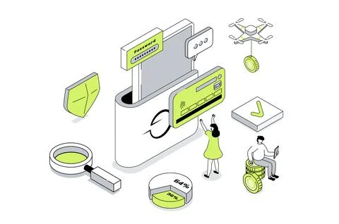 Mobile Wallet Isometric Concept Stock Illustration