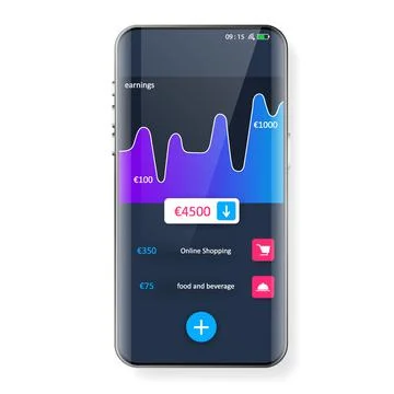 Mobile wallet note data earnings application Stock Illustration