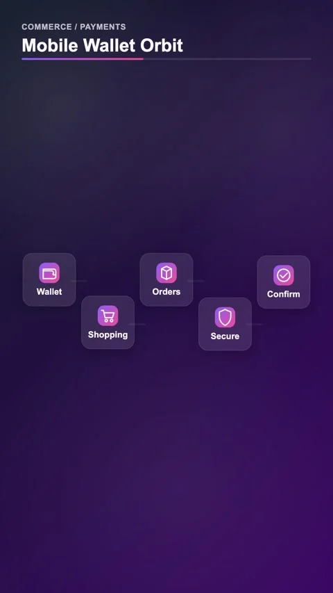 Mobile Wallet Orbit Icon Animation Stock Footage 345158328
