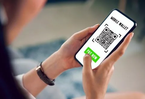 Mobile Wallet Payment with QR Code Foto stock