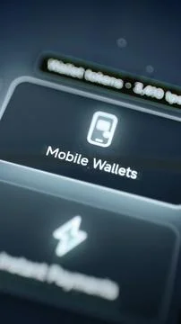 Mobile wallets tile above lightning control Stock Illustration