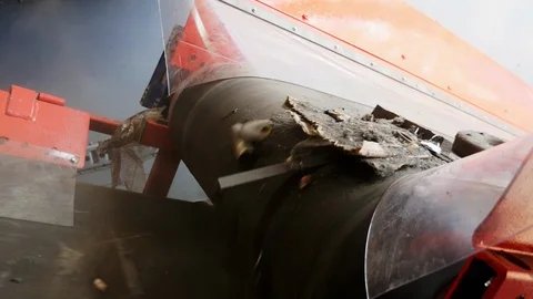 Mobile waste processing plant. Waste on shipping tape. Waste sorting Stock Footage 107988919