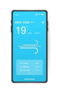 Mobile weather app interface design. GUI elements Stock Illustration