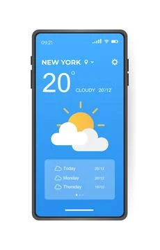 Mobile weather app interface design. GUI elements イラスト素材