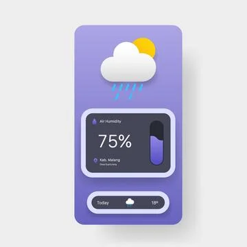 Mobile Weather App Interface Humidity Forecast Dashboard UI Illustrazione stock