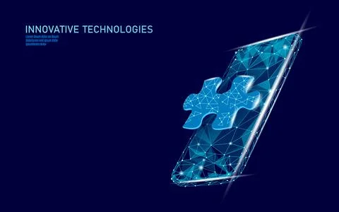 Mobile web app development. Puzzle UI technology software online concept Stock Illustration