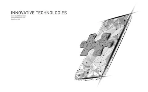 Mobile web app development. Puzzle UI technology software online concept Stock Illustration