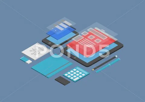 Mobile web design and development illustration Stock Illustration