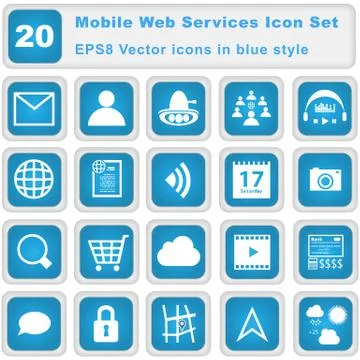 Mobile web services icon set Illustrazione stock