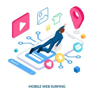 Mobile web surfing concept. Stock Illustration