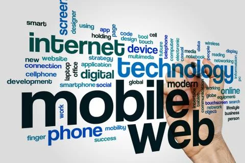 Mobile web word cloud concept Stock Illustration