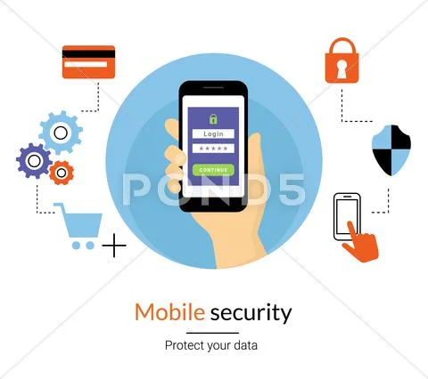 Mobile website authentication concept illustration Stock Illustration