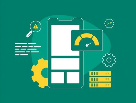 Mobile Website Performance Optimization. Boost SEO with faster loading times Stock Illustration