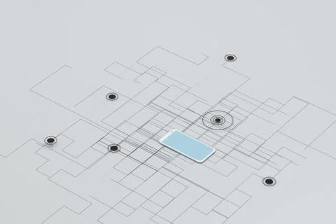 Mobile with white background, smart mobile phone,3d,rendering. Stockillustratie