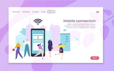 Mobile wifi concept, flat internet network for people, vector illustration 스톡 일러스트