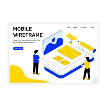 Mobile Wireframe Stock Illustration